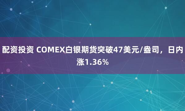 配资投资 COMEX白银期货突破47美元/盎司，日内涨1.36%